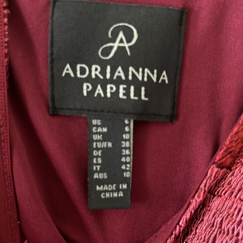 Adrianna Papell Red Floral Dress SZ 6 - Picture 2 of 3